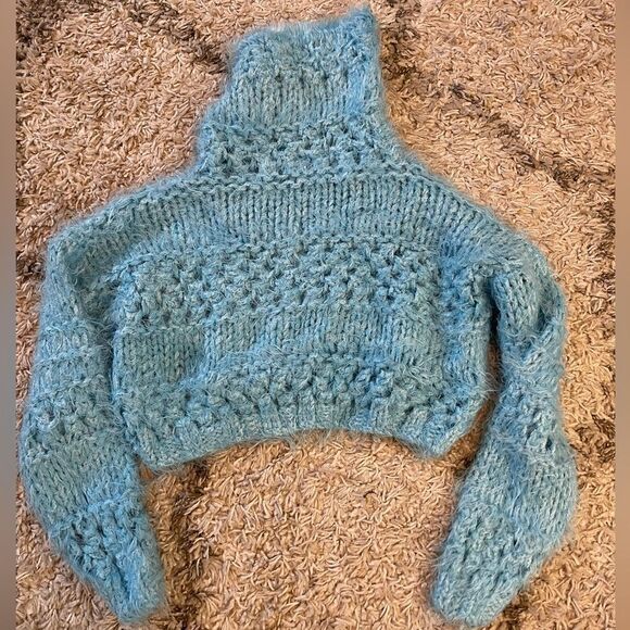 NWT FREE PEOPLE RUSTIC INN PULLOVER FUZZY CROP SWEATER - Picture 5 of 5